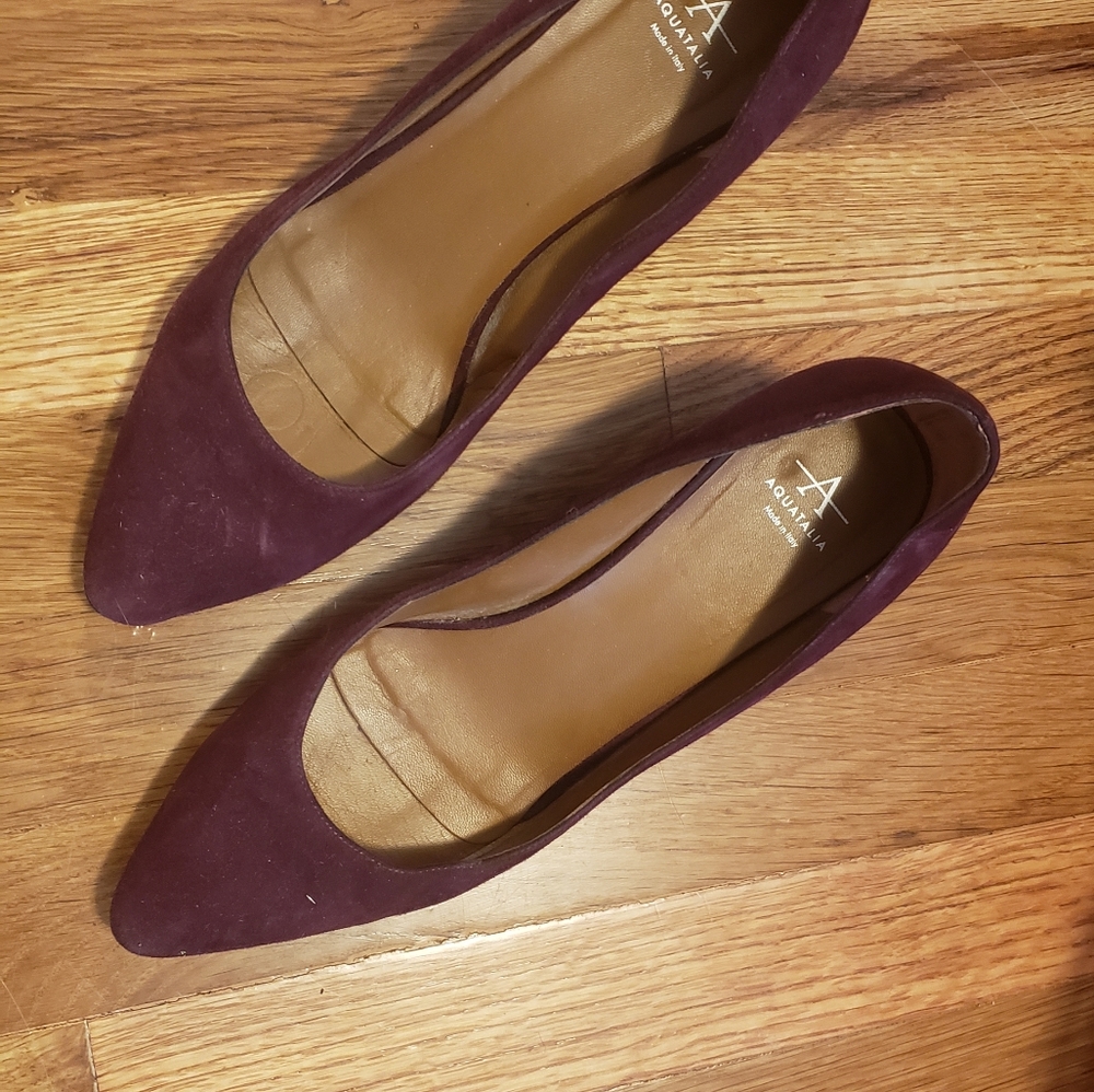 Aquatalia Burgundy Suede Block Heel - Picture 2 of 5